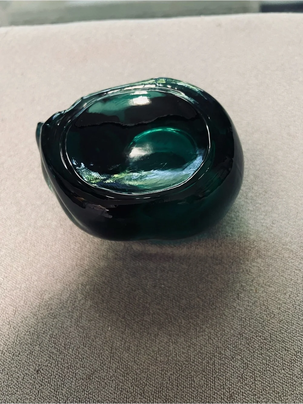 Indiana Glass VTG Emerald Green Sleeping Cat Votive Candle Holder Paperweight